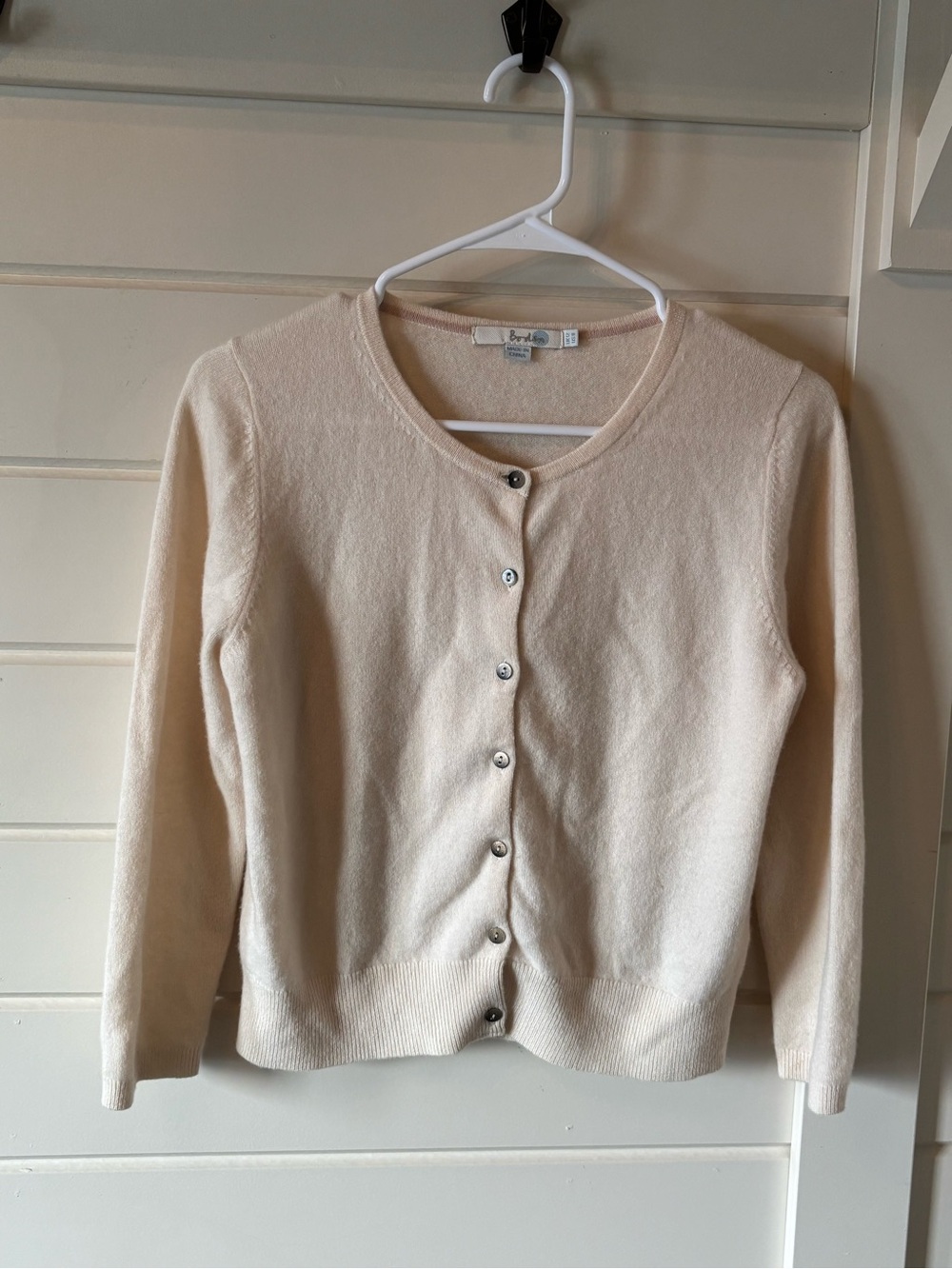 Mini Boden Cashmere size 8 Cream Button-Front Crewneck Cardigan